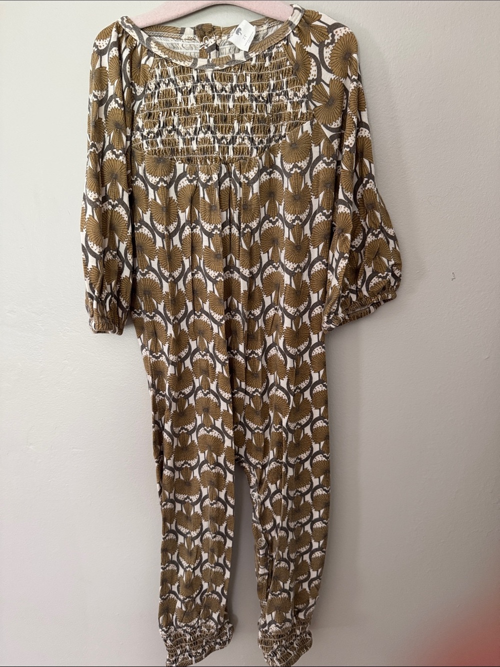 Kate Quinn Smocked Yoke Floral Print Jumpsuit